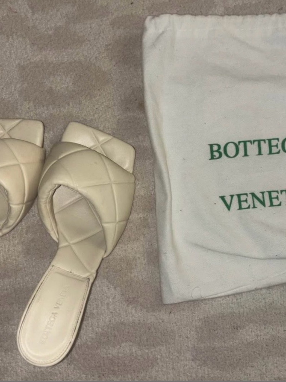 Bottega Veneta Ivory Quilted Padded Slide Mules